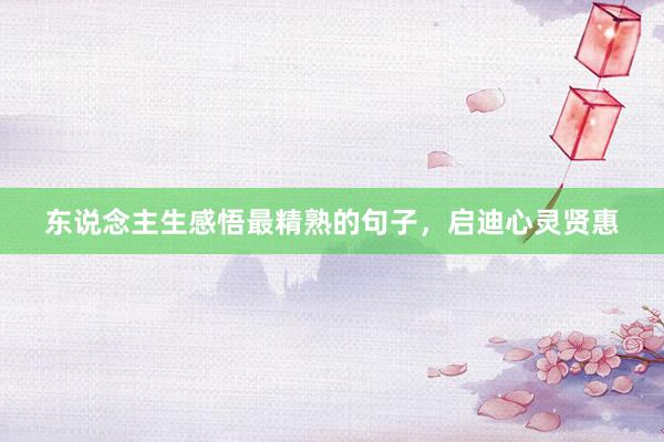 东说念主生感悟最精熟的句子，启迪心灵贤惠